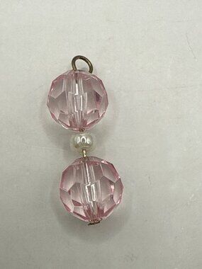 Pink Faceted Crystal & Pearl Dangle Charm Y2K Coquette Balletcore Boho